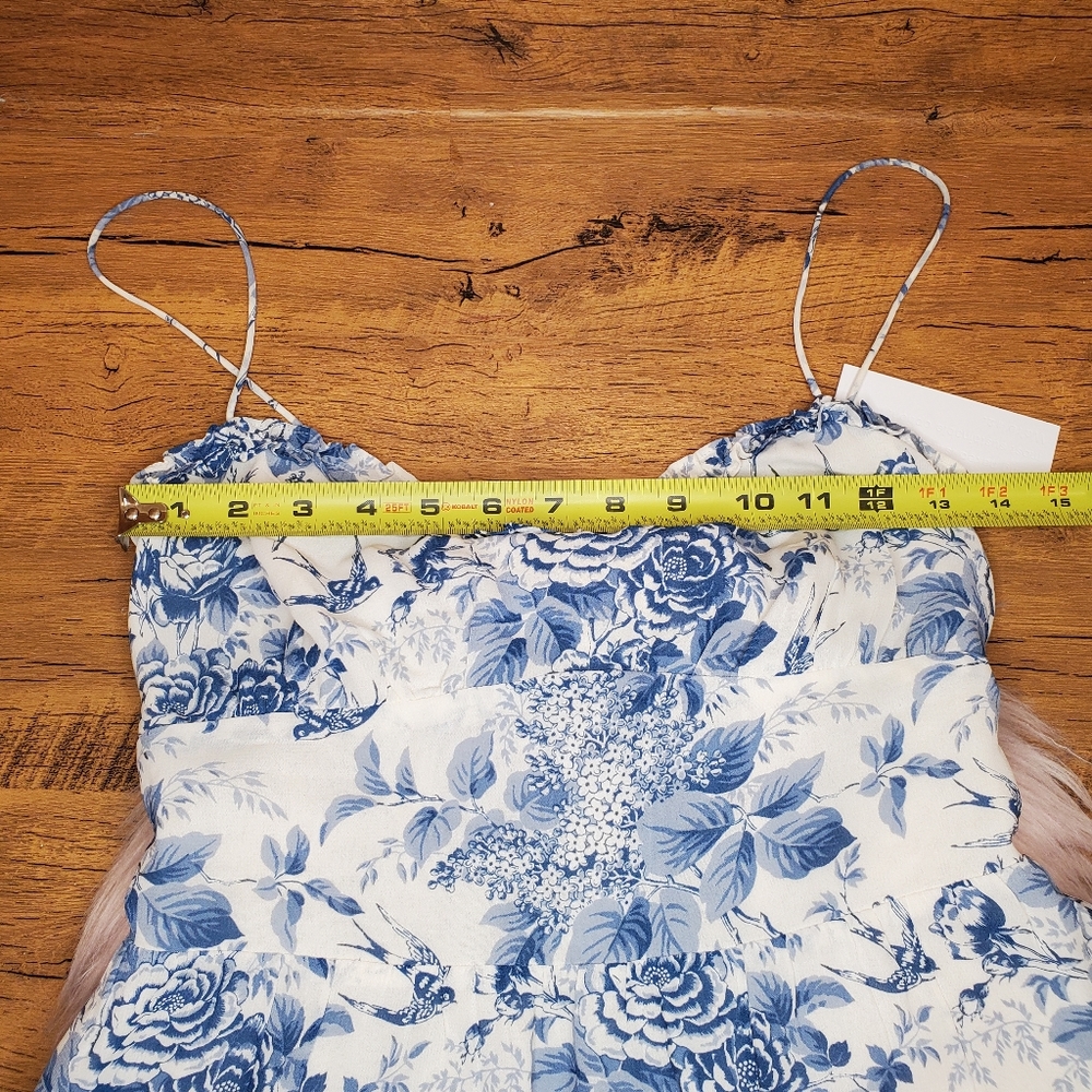 NWT reformation authentic size 4 marin dress mini pompadour blue floral - Picture 4 of 9